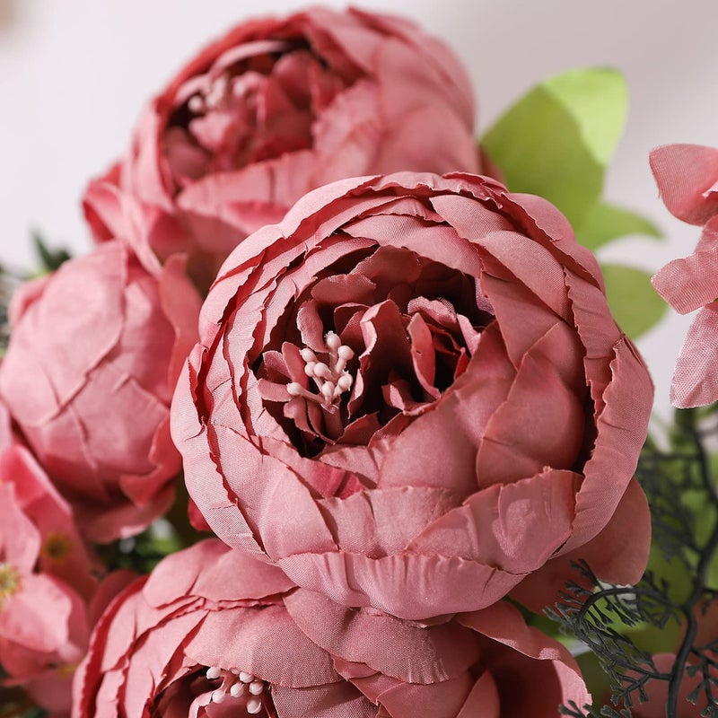 Duovlo Artificial Peony Silk Flowers Fake Flowers Vintage Wedding Home Decoration,Pack of 1 (Rosy Brown) - Image 5